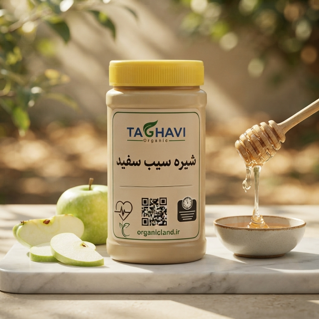 شیره سفید سیب درجه یک برند ارگانیک لند حجم 500 میلی‌لیتر